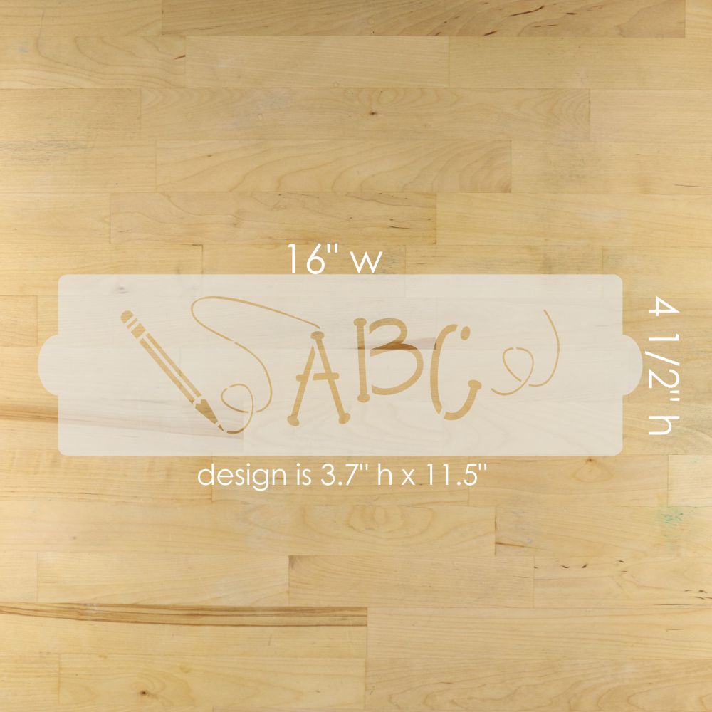 Dimensions for the School Days Side Stencil for Cakes