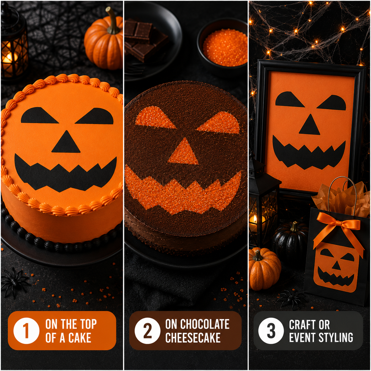 Jack O Lantern Cake Top Stencil Trio