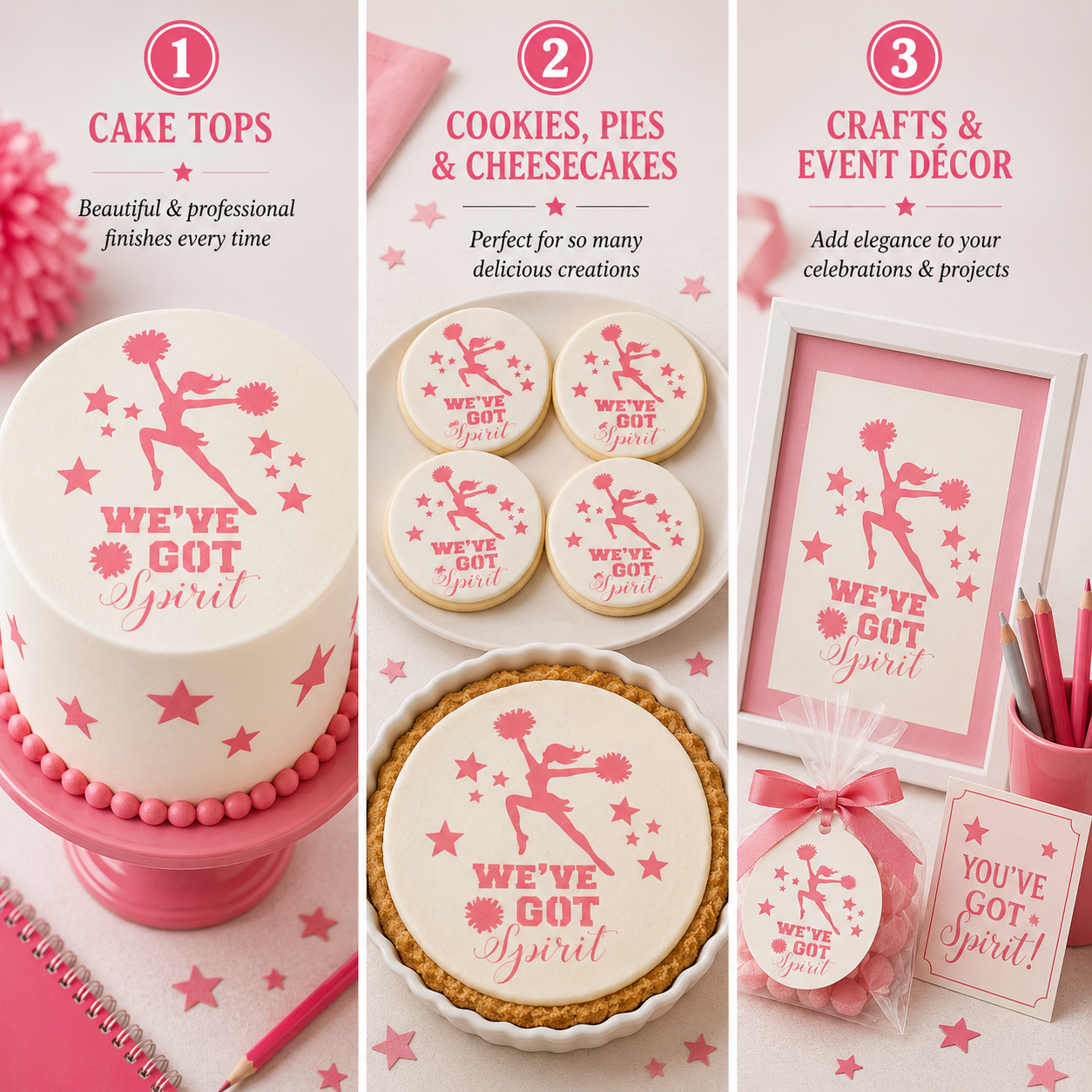 Cheerleader Cake Top Stencil Trio
