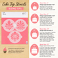 Cake Top Stencils sizing tips with cake illustrations and measurements on a wooden background.