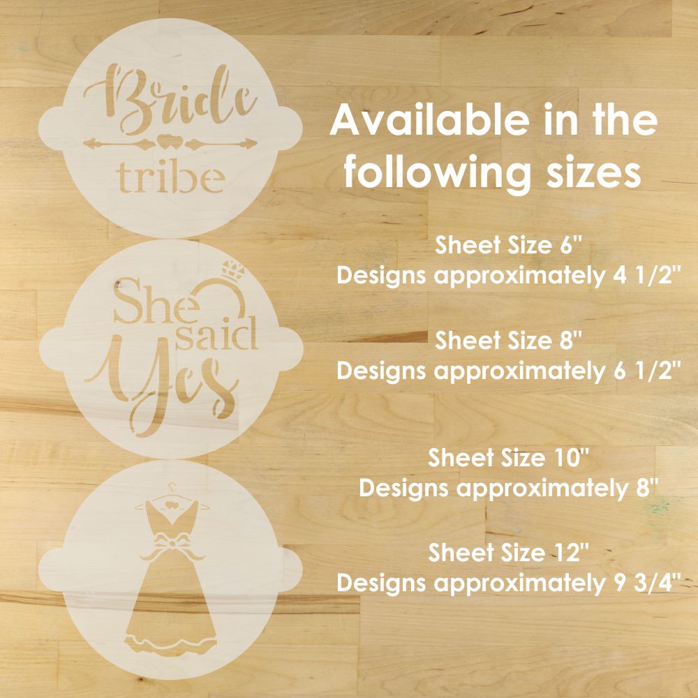 Bridal Shower Cake Top Stencil Trio