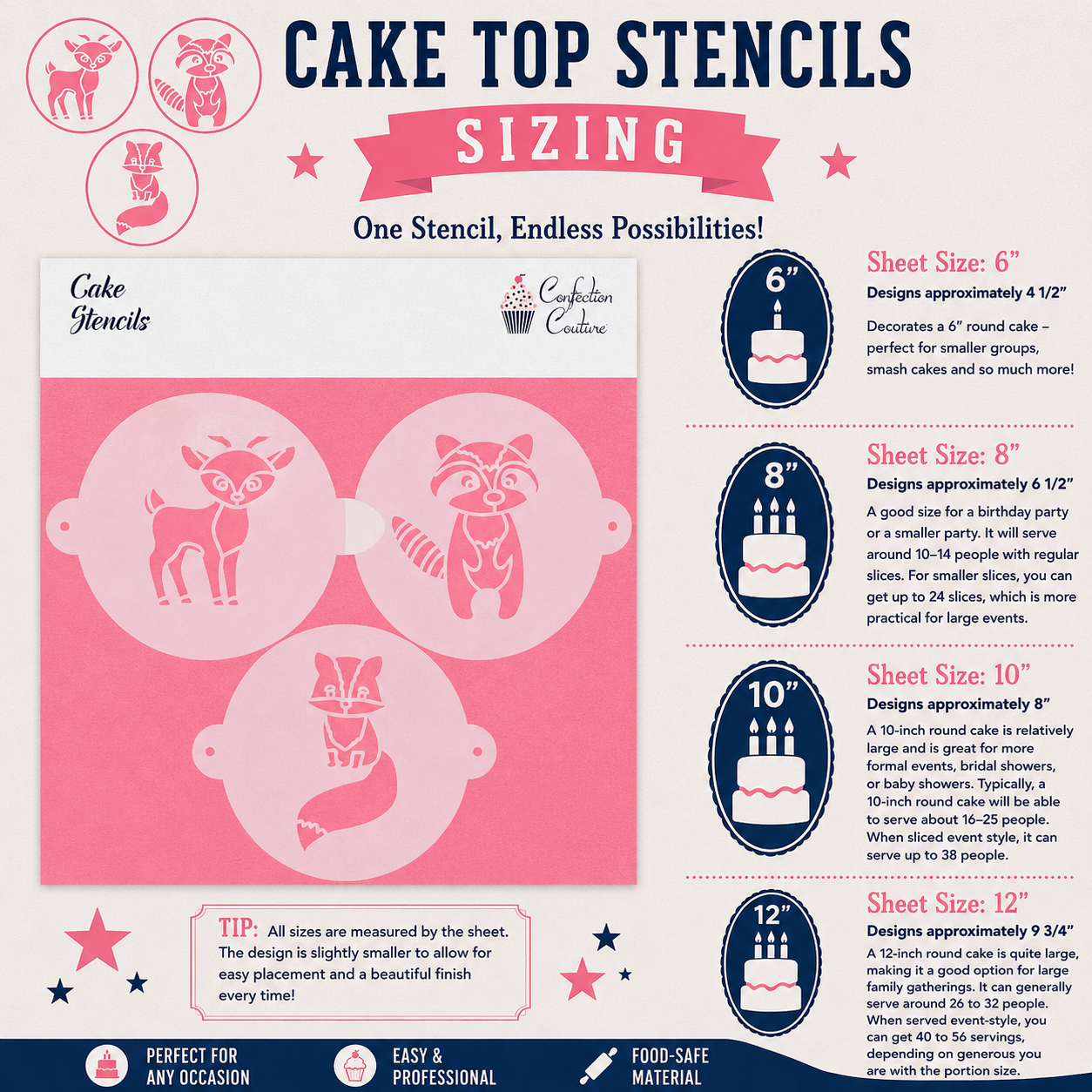 Forest Critters Cake Top Stencil Trio