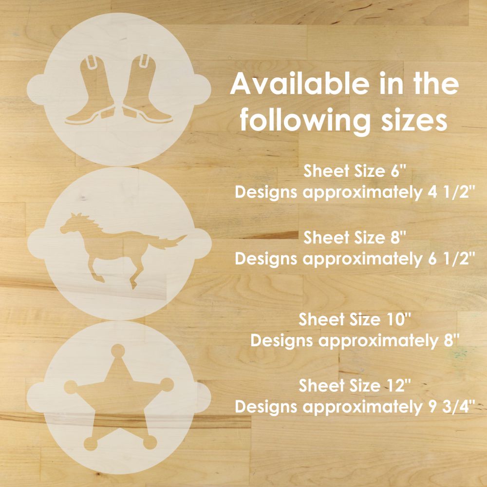 DIMENSIONS FOR THE COWBOY CAKE STENCIL TOPPERS