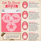 Cake Top Stencils Sizing chart with cake illustrations and text on a beige background
