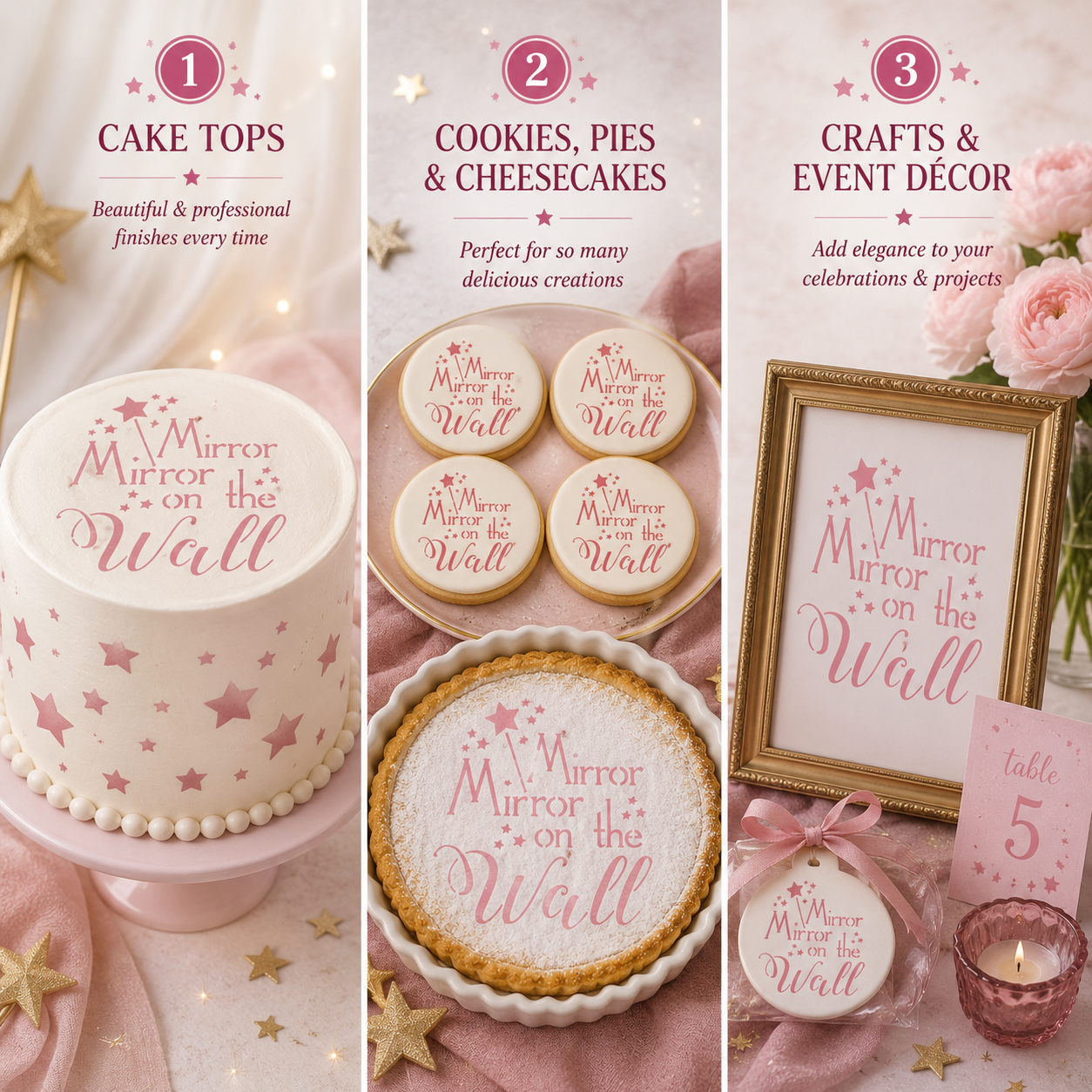 Princess Cake Top Stencil Trio