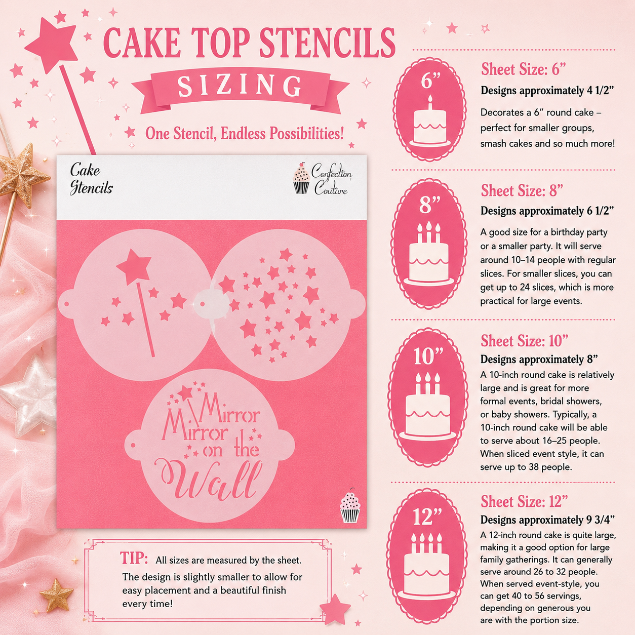 Princess Cake Top Stencil Trio
