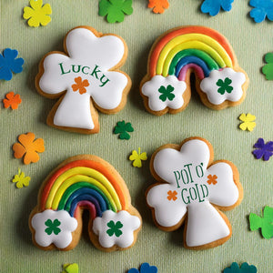 Cookies decorated using the St. Patrick's Day Cookie Stencil
