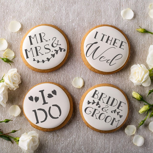 Bride and Groom Messages Cookie Stencil