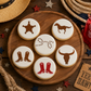 Cowboy Cookie Stencil Set featuring western-themed designs for decorating rodeo, cowboy birthday, ranch, and country party cookies.