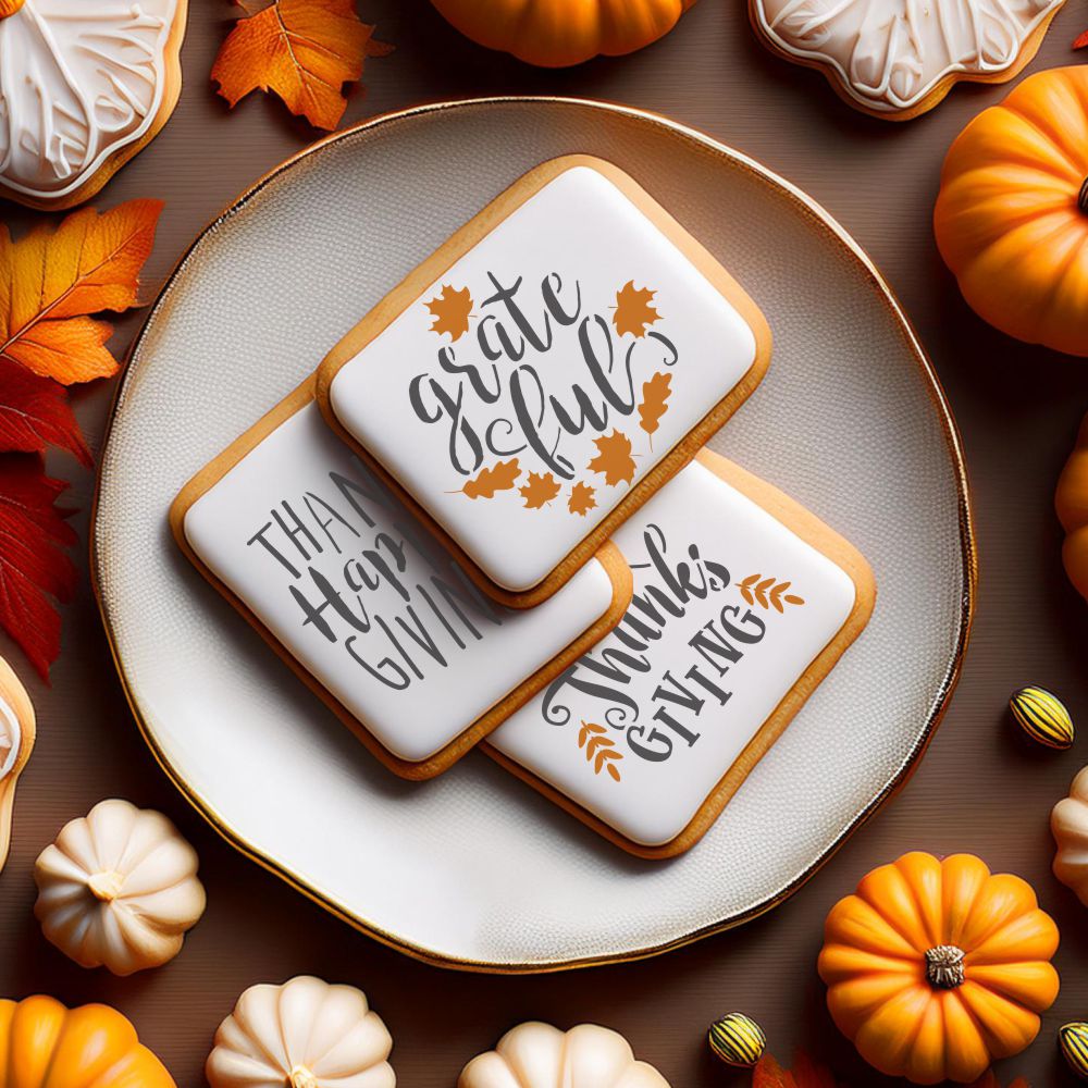 Give Thanks Message Cookie Stencils