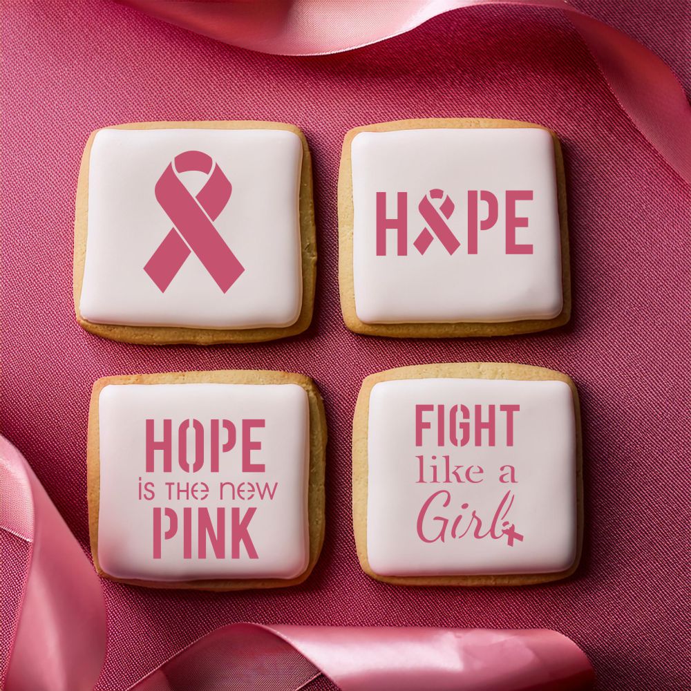 Breast Cancer Messages Cookie Stencil