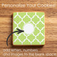 Green and white patterned cookie with instructions on how to use the stencil.