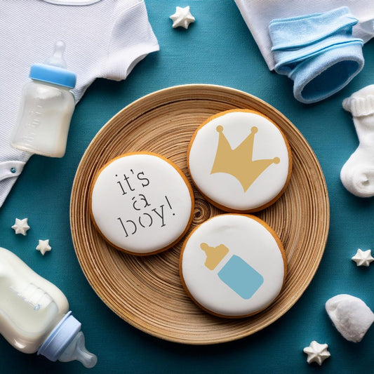 It's A Boy Round Cookie Stencil 3 Pc Set