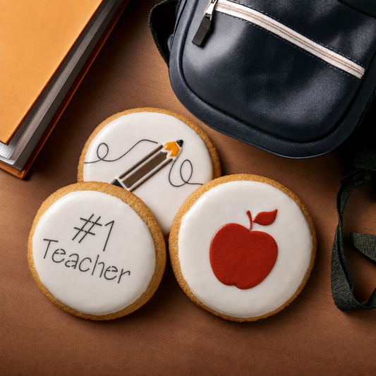 Number 1 Teacher Round Cookie Stencil 3 Pc Set
