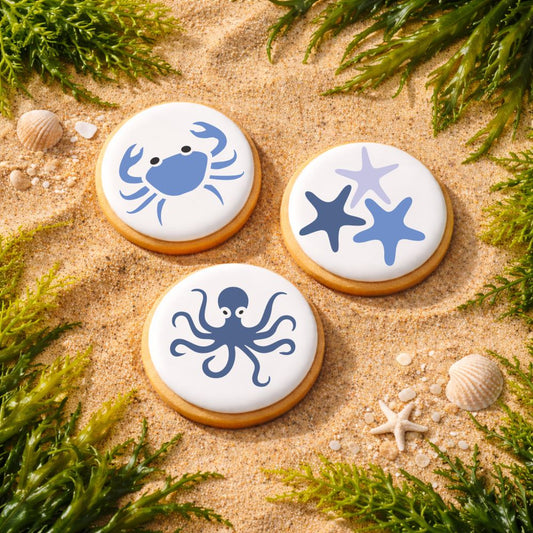 Sea Creatures Round Cookie Stencil 3 Pc Set