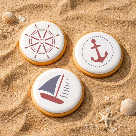 Nautical Round Cookie Stencil 3 Pc Set