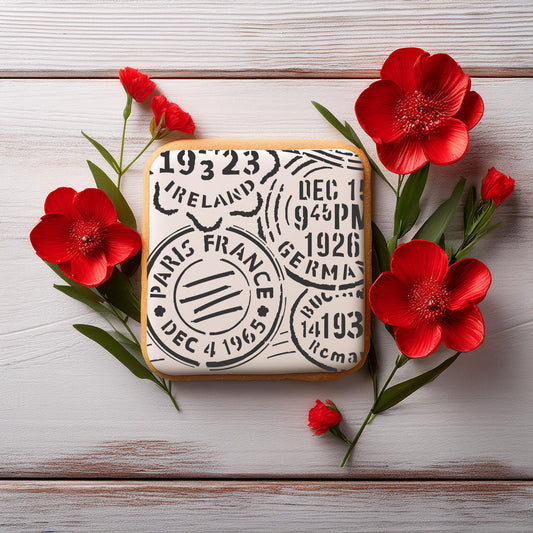 Vintage Postmark Background Cookie Stencil