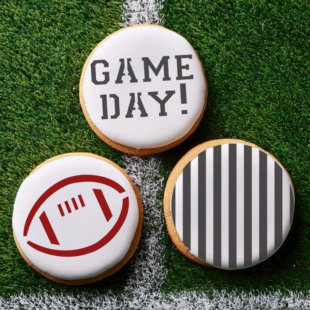 Football Round Cookie Stencil 3 Pc Set