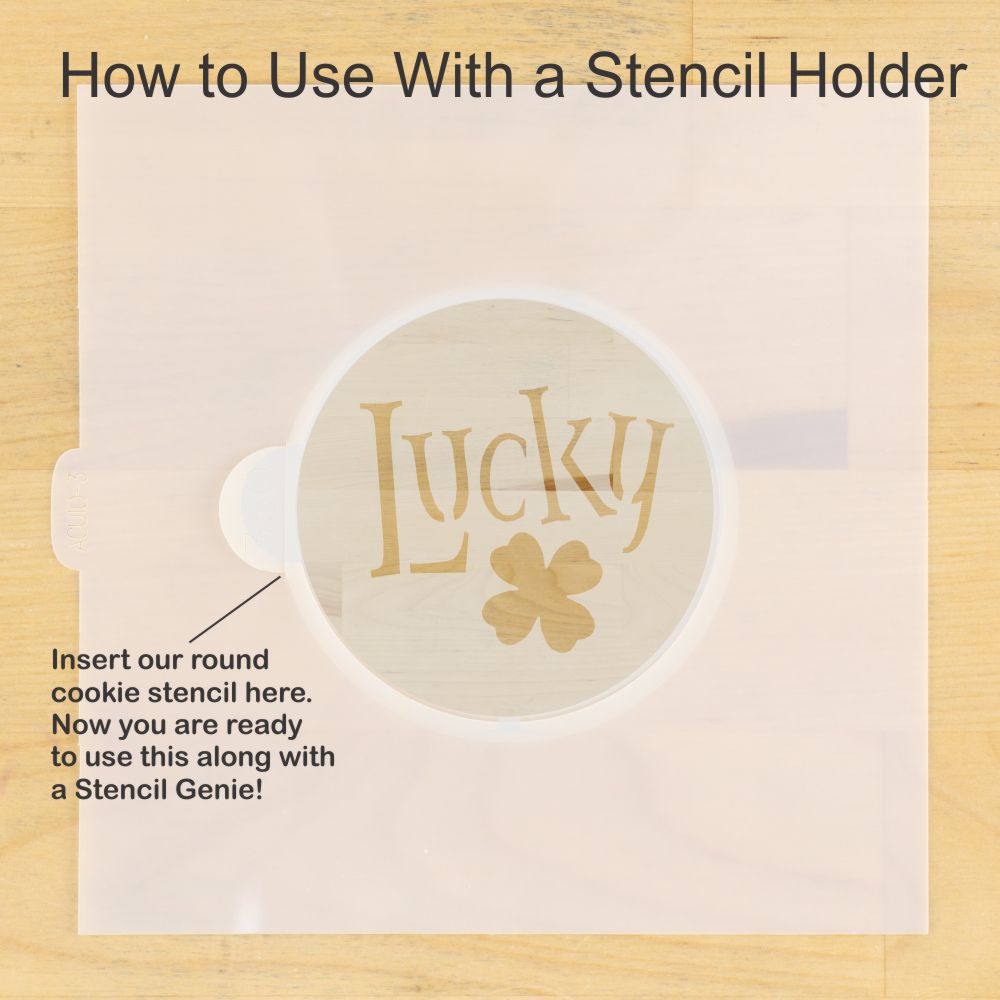 How to use the St. Patrick's Day Round Cookie Stencil 3 Pc Set with the Stencil Adapter for round cookie stencils.