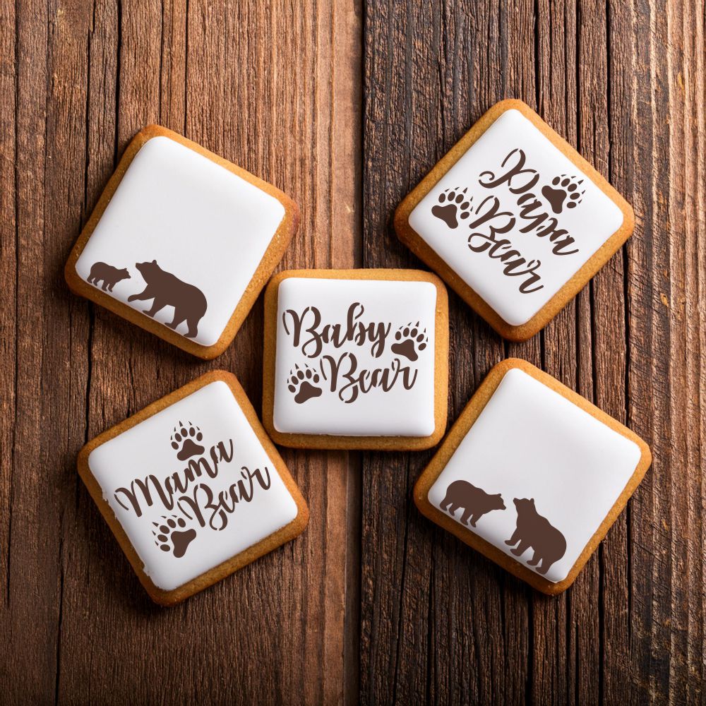 Cabin Theme Cookie for a Baby Shower or using Bear Family Cookie Stencil