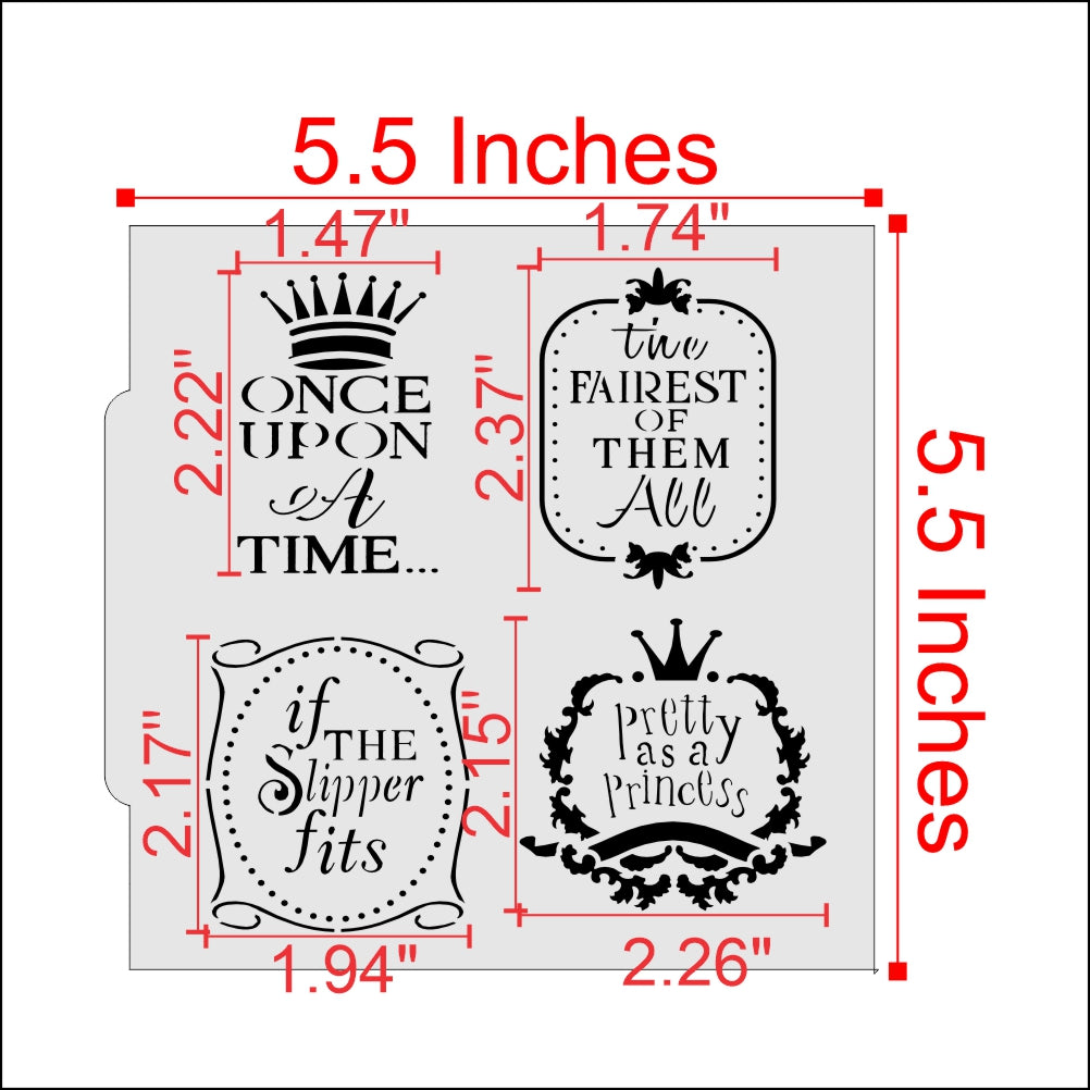 Fairy Tale Message Cookie Stencil Dimensions