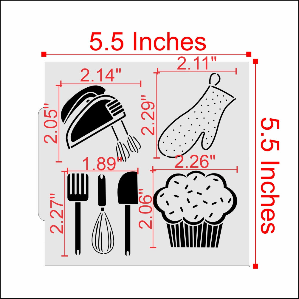 Measurements for the Bake Stir Sprinkle Cookie Stencil