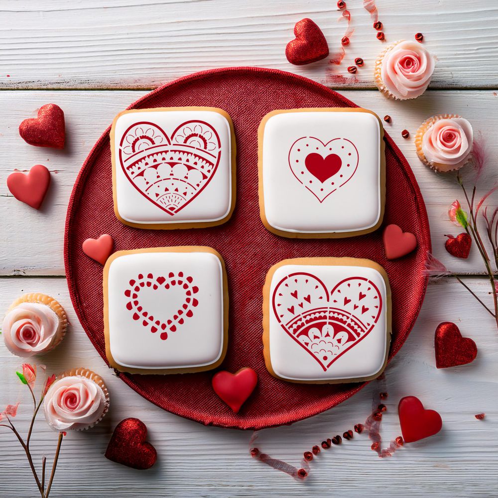 Paper Hearts Cookie Stencil