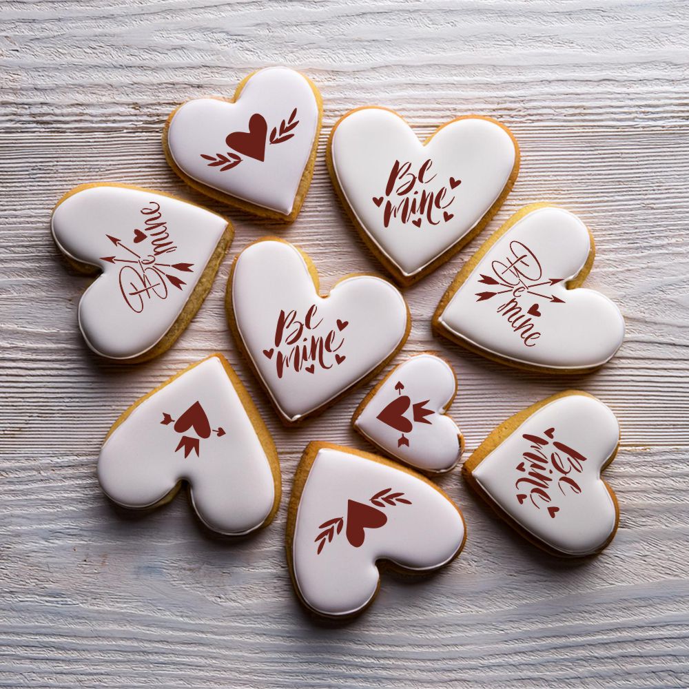 Heart Shaped Cookies using the Be Mine Cookie Stencil