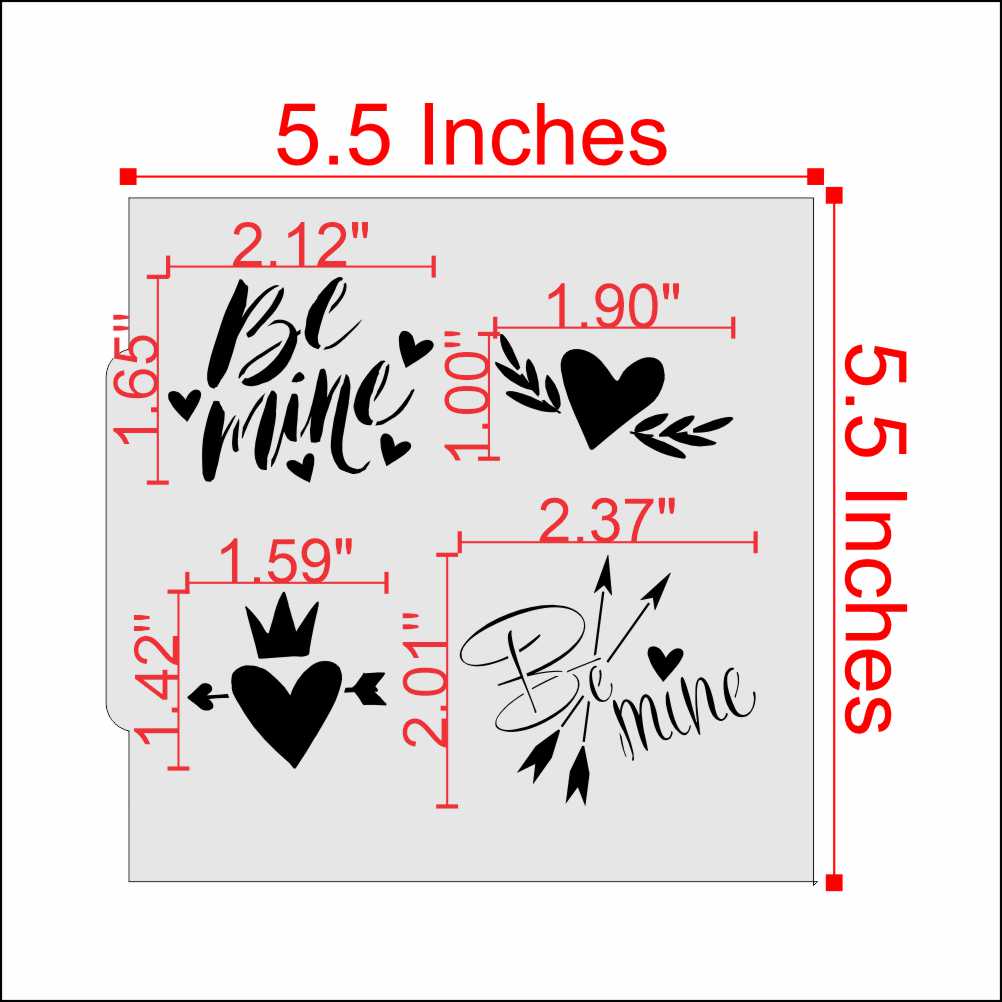 Measurements for the Be Mine Cookie Stencil