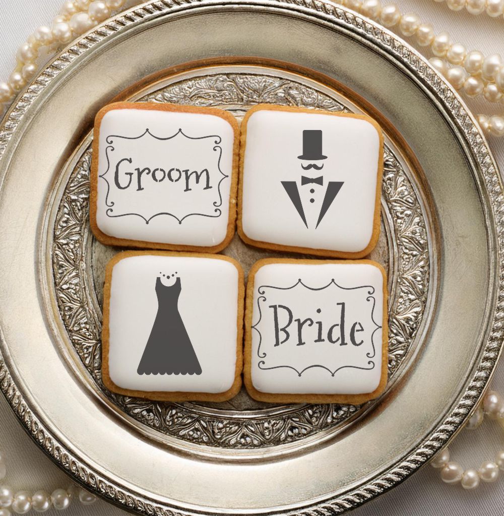 Bride and Groom Cookie Stencil Set