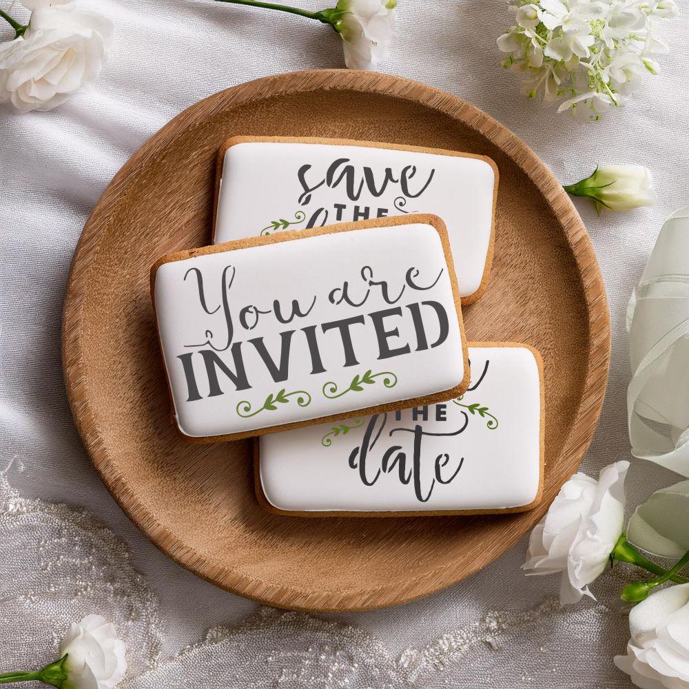 Save the Date Invitation Cookies for a rustic wedding 