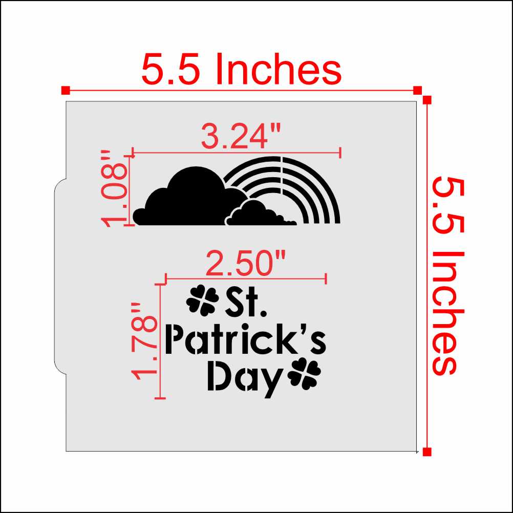 End of the Rainbow Cookie Stencil Dimensions