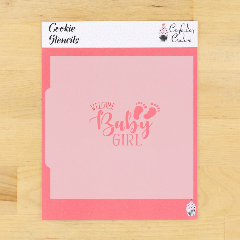 Welcome Baby Girl Baby Shower and Gender Reveal cookie Stencils