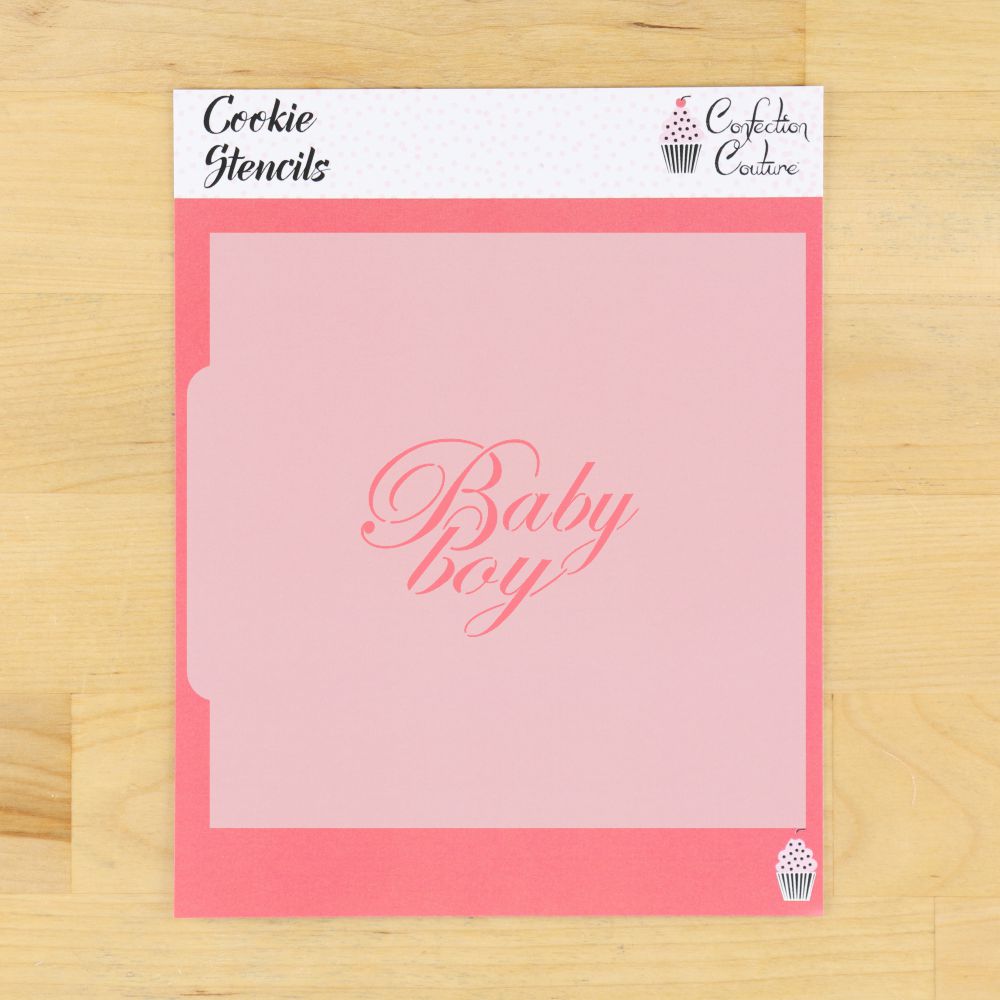 Baby Boy Script Style Cookie Stencil