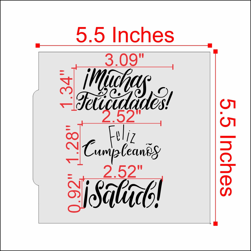 Español Cookie Stencil Dimensions