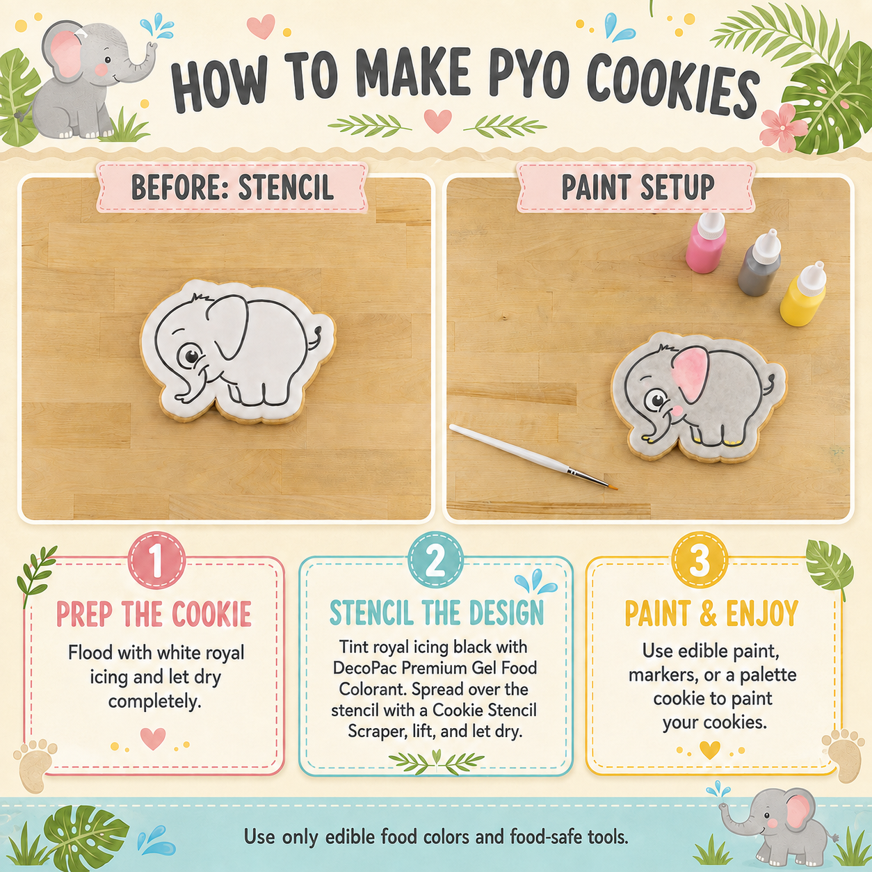 Elephant Paint Your Own Cookie Stencil