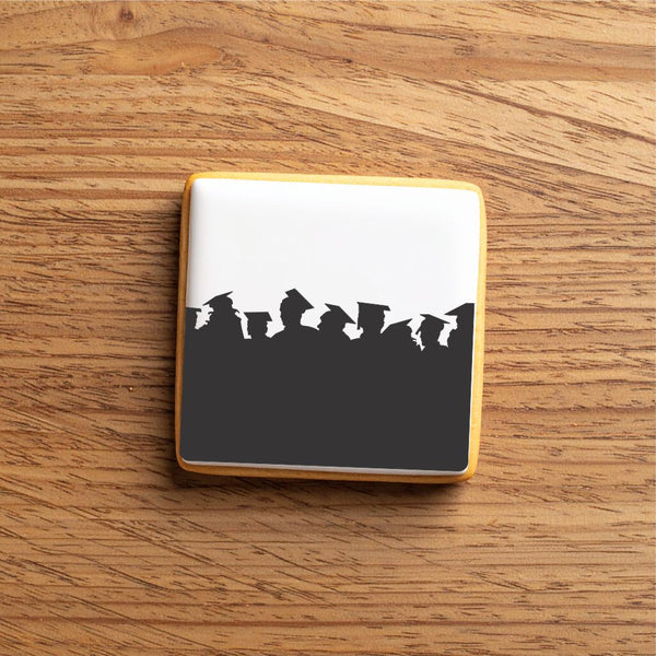 Cookie decorated using the Graduates Cookie Stencil Edger