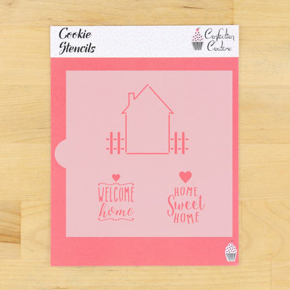 Home Sweet Home Message & Frame Cookie Stencil