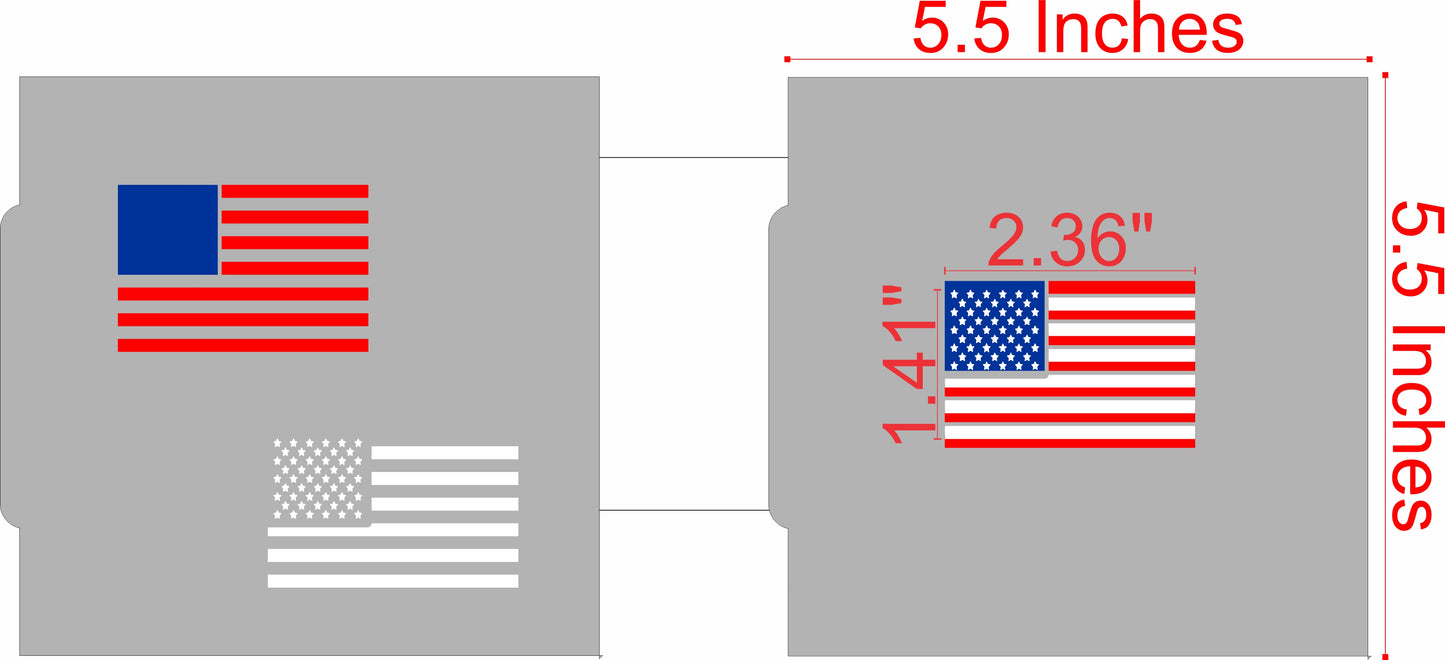 Measurements for the American Flag Accent Cookie Stencil With Cookie Cutter