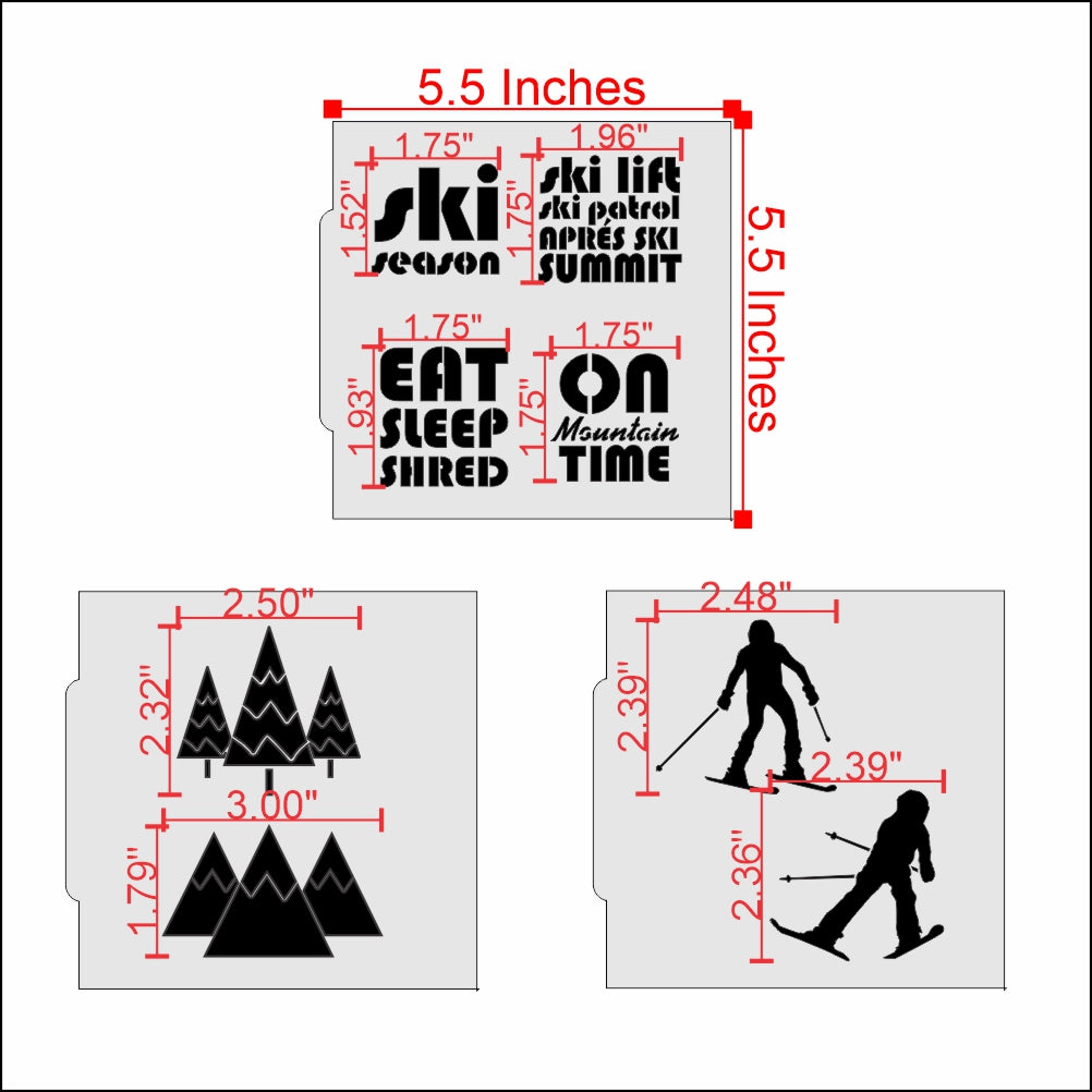 Skiing Cookie Stencil Bundle