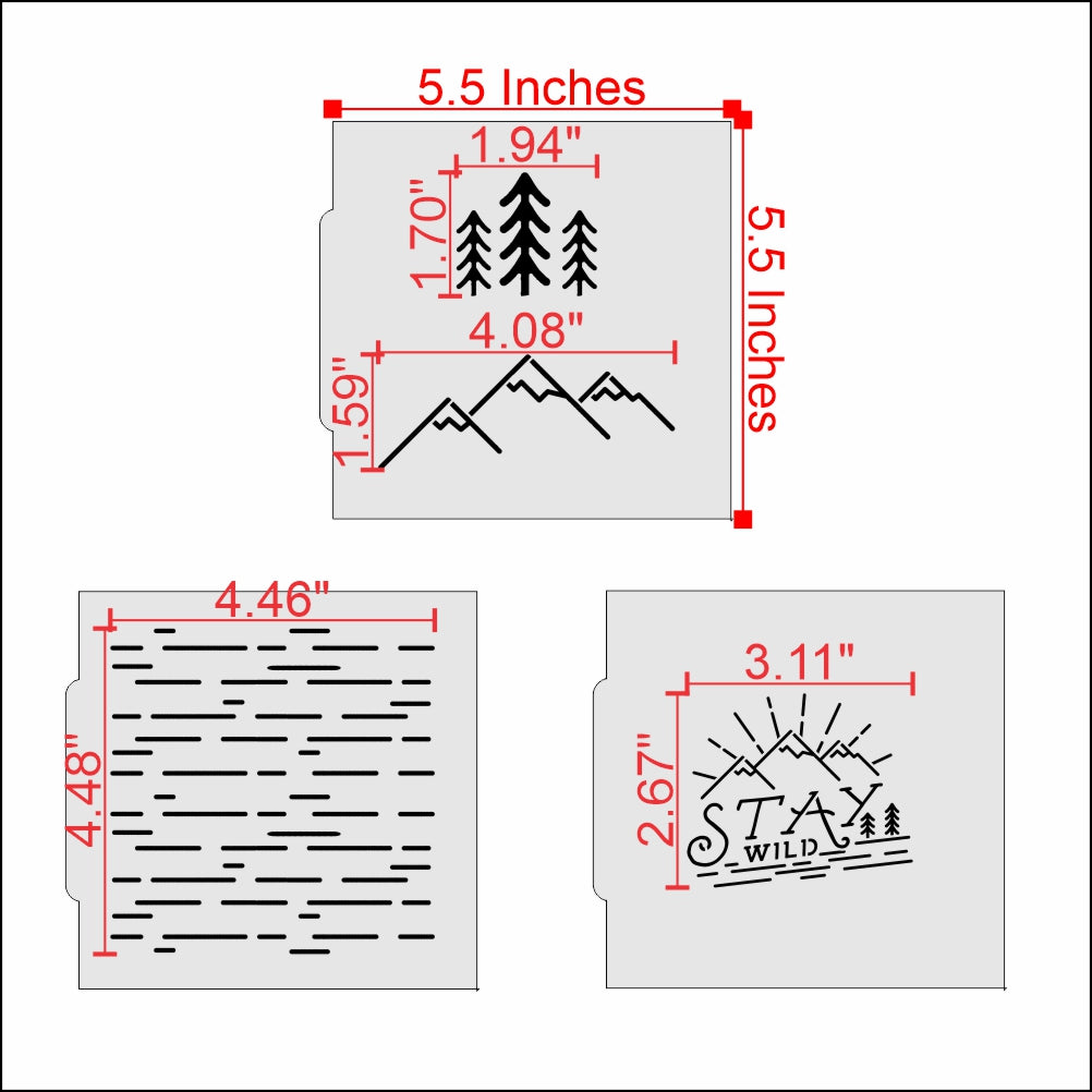 Stay Wild 3 Piece Cookie Stencil Set