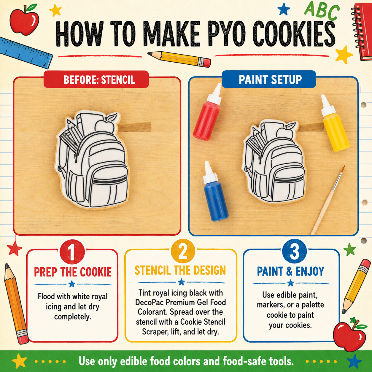 Backpack Paint Your Own Cookie Stencil