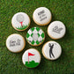 Golfing Cookie Stencil applied to white iced cookies for Father's Day and Birthdays