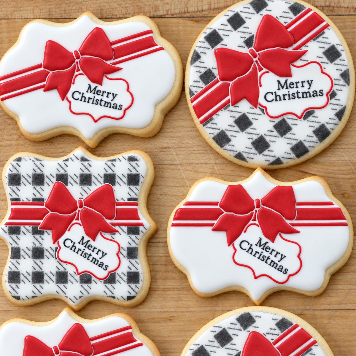 Buffalo Plaid Gift Wrap Cookie Stencil With Masking Piece
