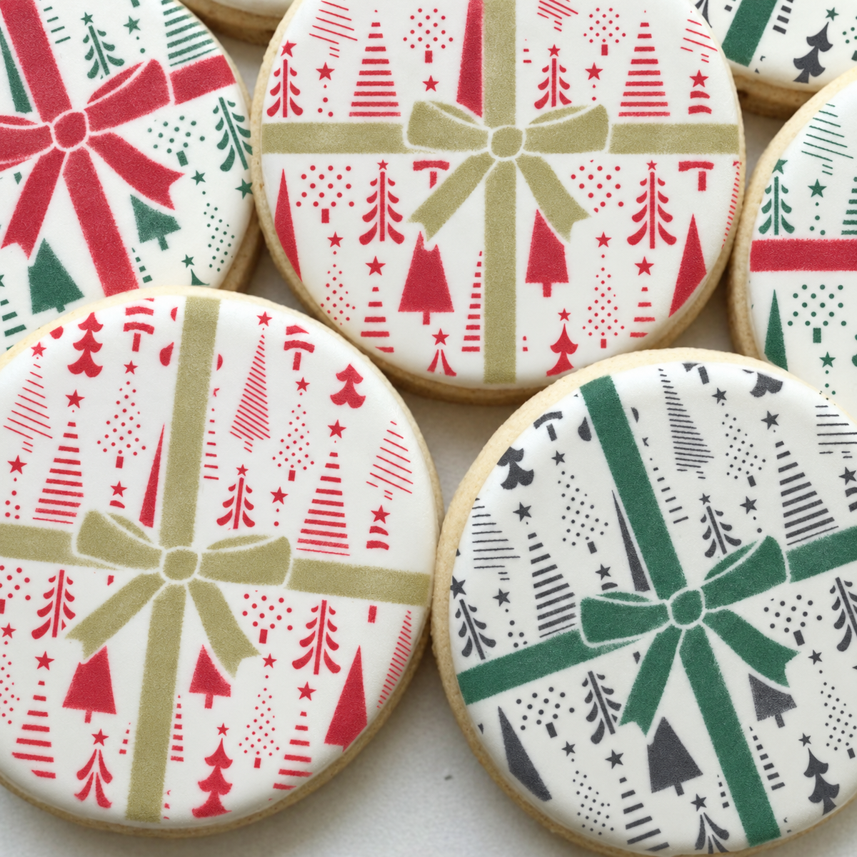 Abstract Tree Gift Wrap Cookie Stencil With Masking Piece