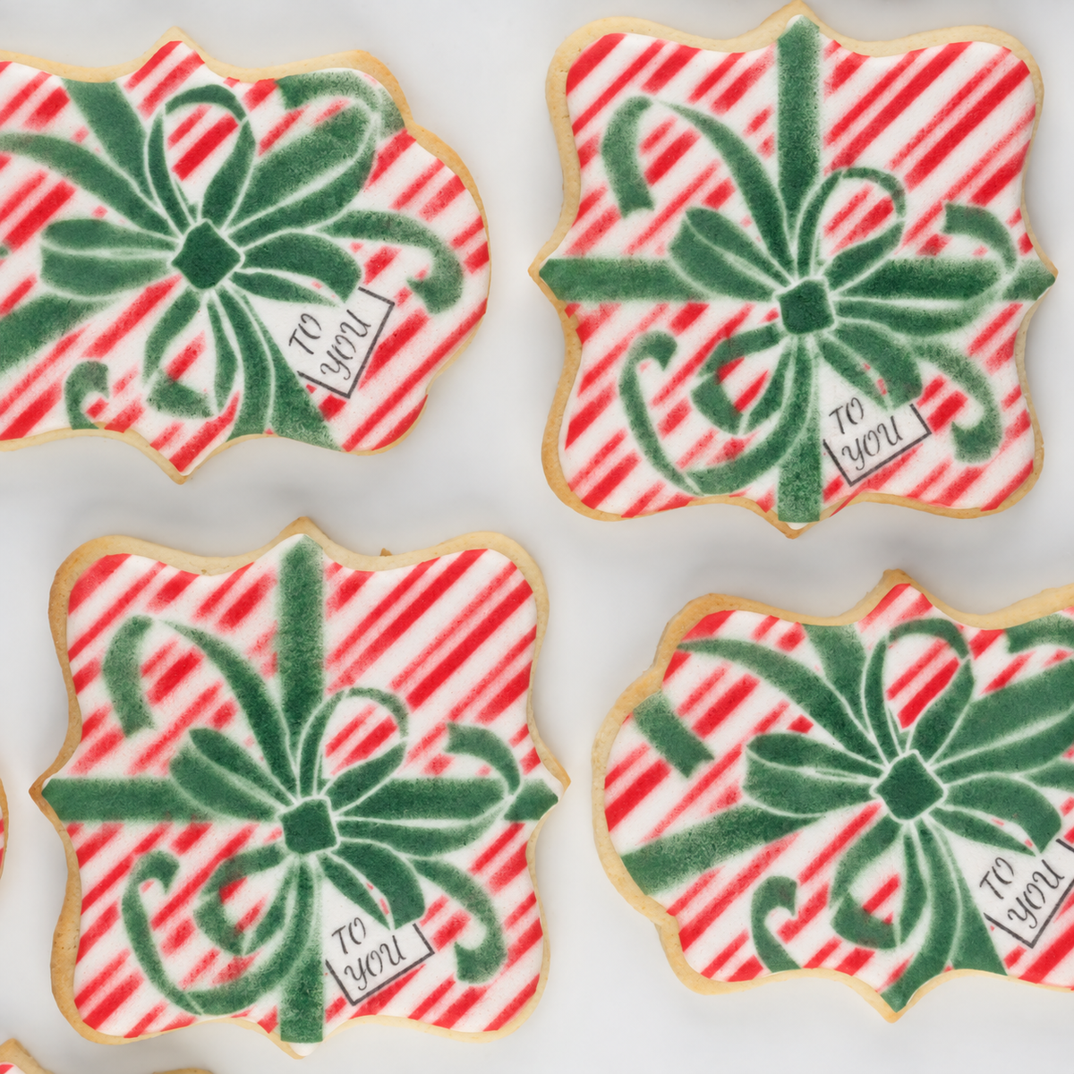 Candy Cane Gift Wrap Cookie Stencil With Masking Piece