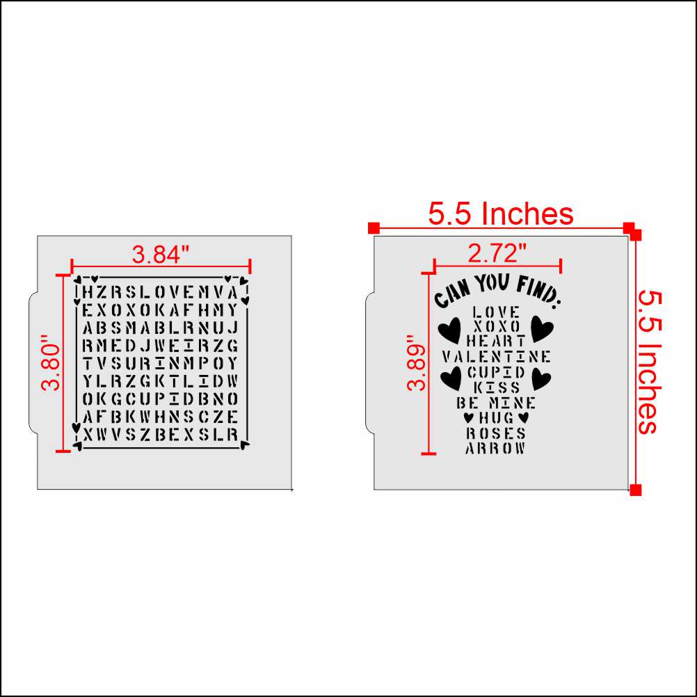 Valentine Word Search Cookie Stencil