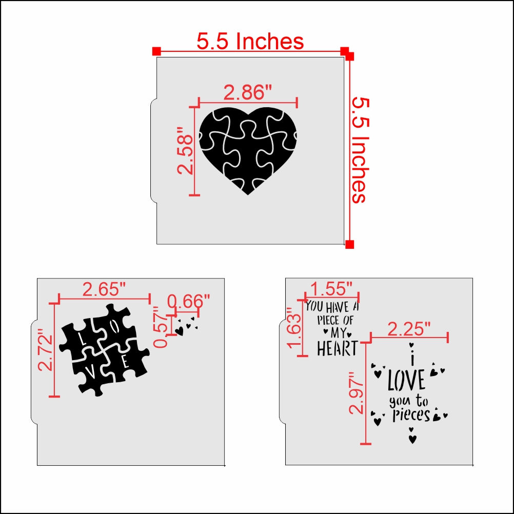 Love You to Pieces Cookie Stencil Set With Matching Cutters