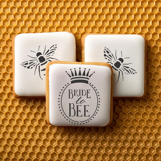 Bee Themed Cookies Using the Bride and Groom to Bee Cookie Stencils