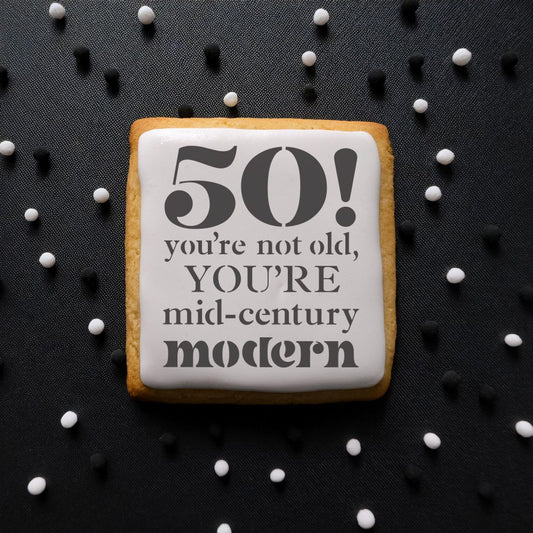 Mid Century Modern 50th Birthday Cookie Stencil